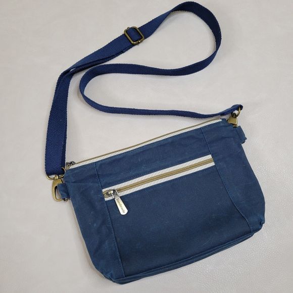 Handmade Distressed Oiled Canvas Navy Crossbody Bag Shoulder Bag Purse - Picture 1 of 7